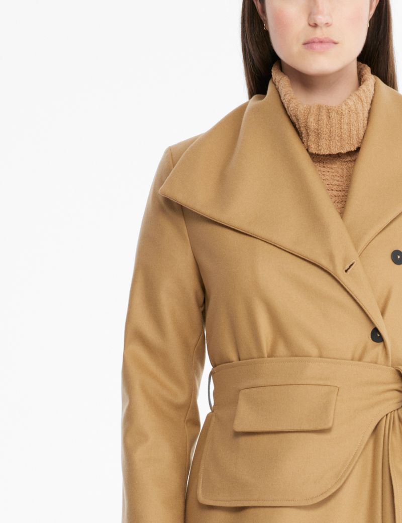 Sarah Pacini Felt wool coat – belt pocket