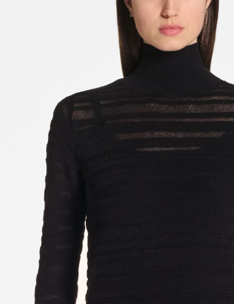 Sarah Pacini Mockneck sweater – 3D stripes