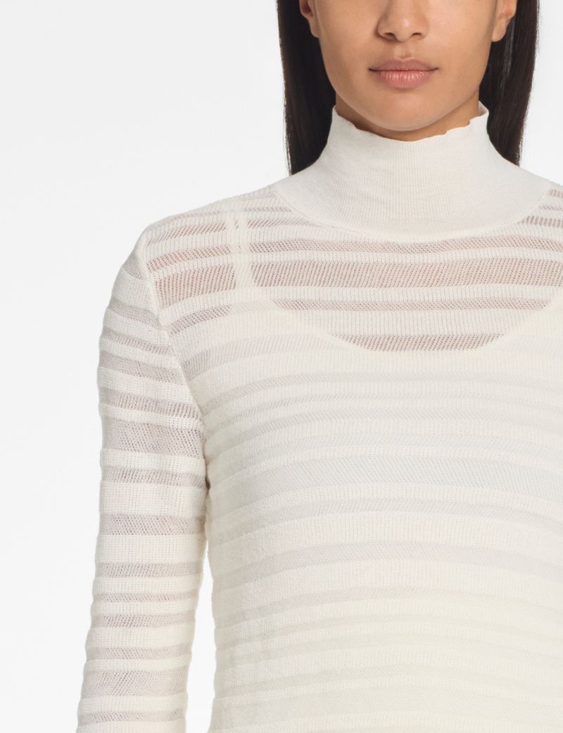 Sarah Pacini Mockneck sweater – 3D stripes
