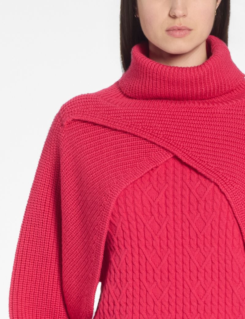 Sarah Pacini Poncho – maille côtelée