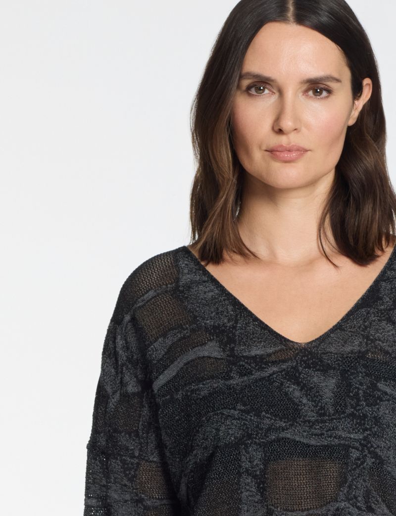 Sarah Pacini V-Ausschnitt Pullover – zweifarbiger Jacquard
