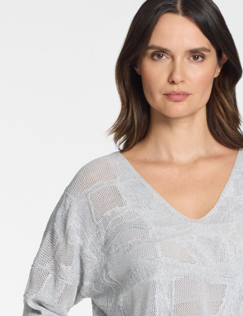 Sarah Pacini Trui met V-hals – tweekleurig jacquard