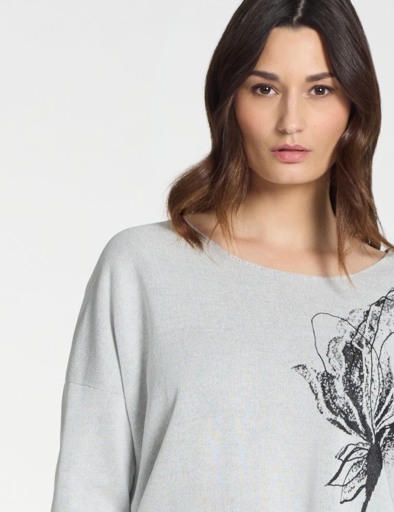 Sarah Pacini Trui met ronde hals – bloemrijk jacquard