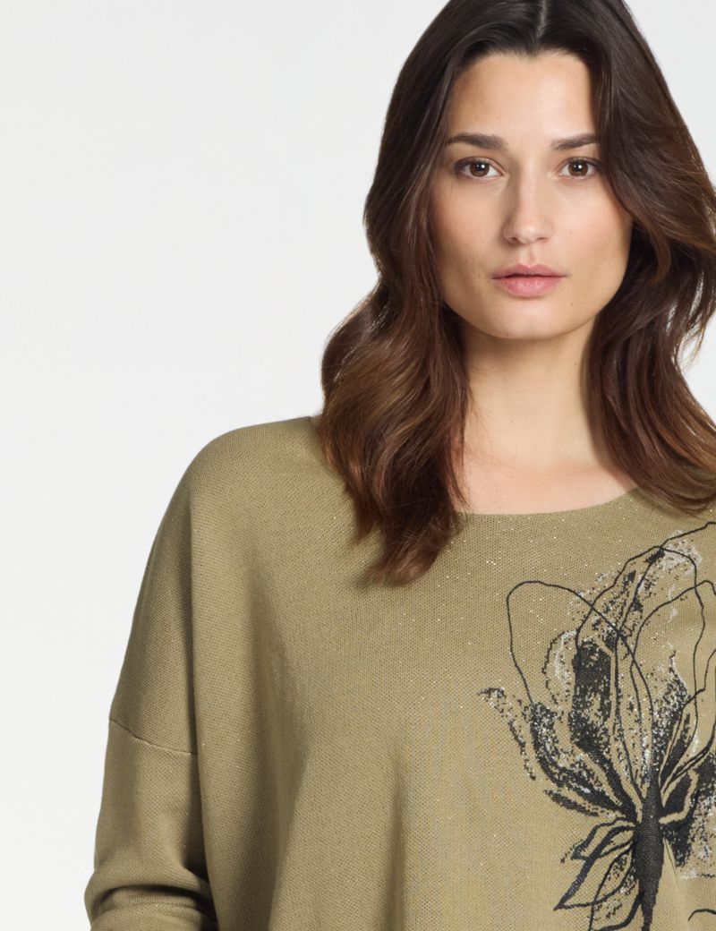 Sarah Pacini Crew neck sweater – floral jacquard