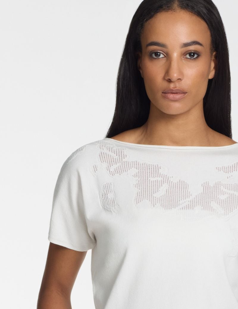Sarah Pacini Short-sleeve sweater – 3d lace