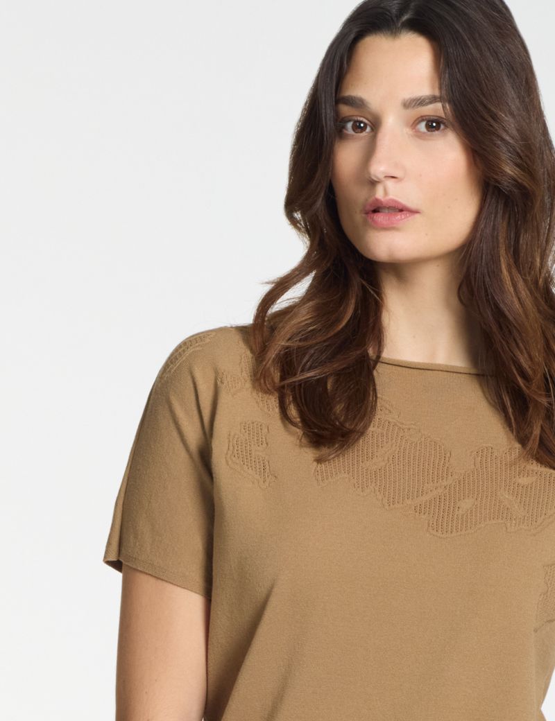 Sarah Pacini Short-sleeve sweater – 3d lace