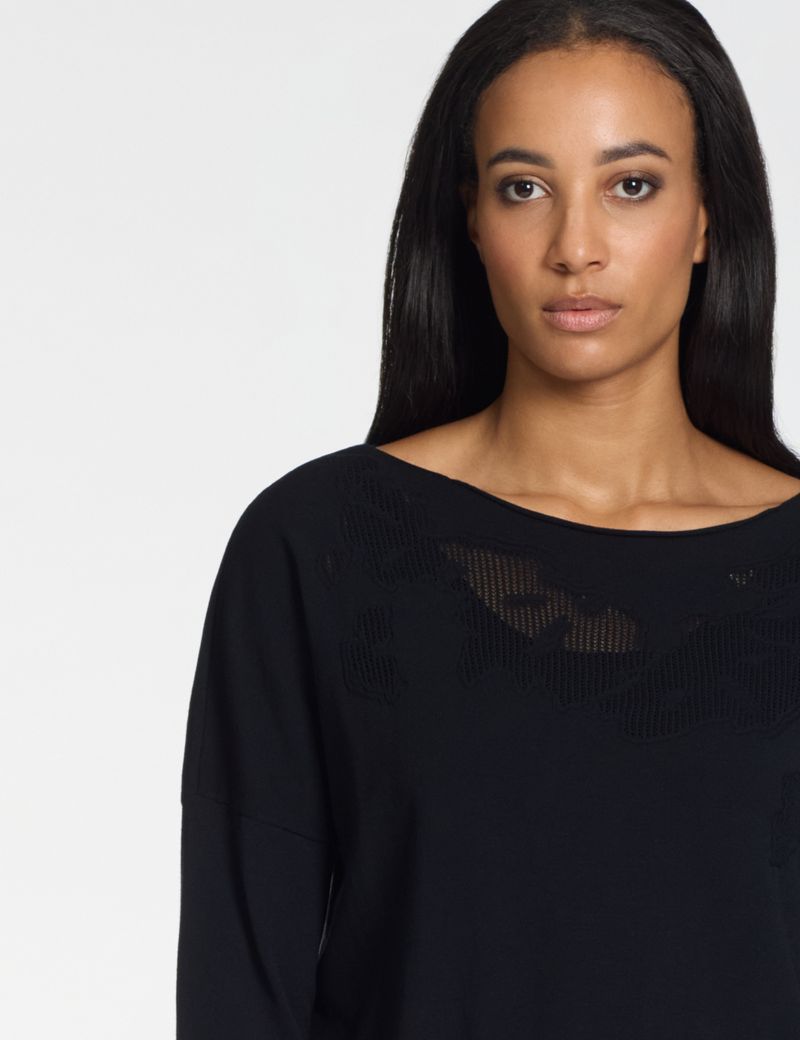 Sarah Pacini Kurzer Pullover – 3D-Spitze