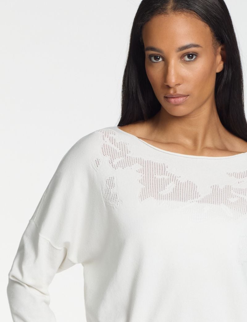 Sarah Pacini Cropped sweater – 3d lace