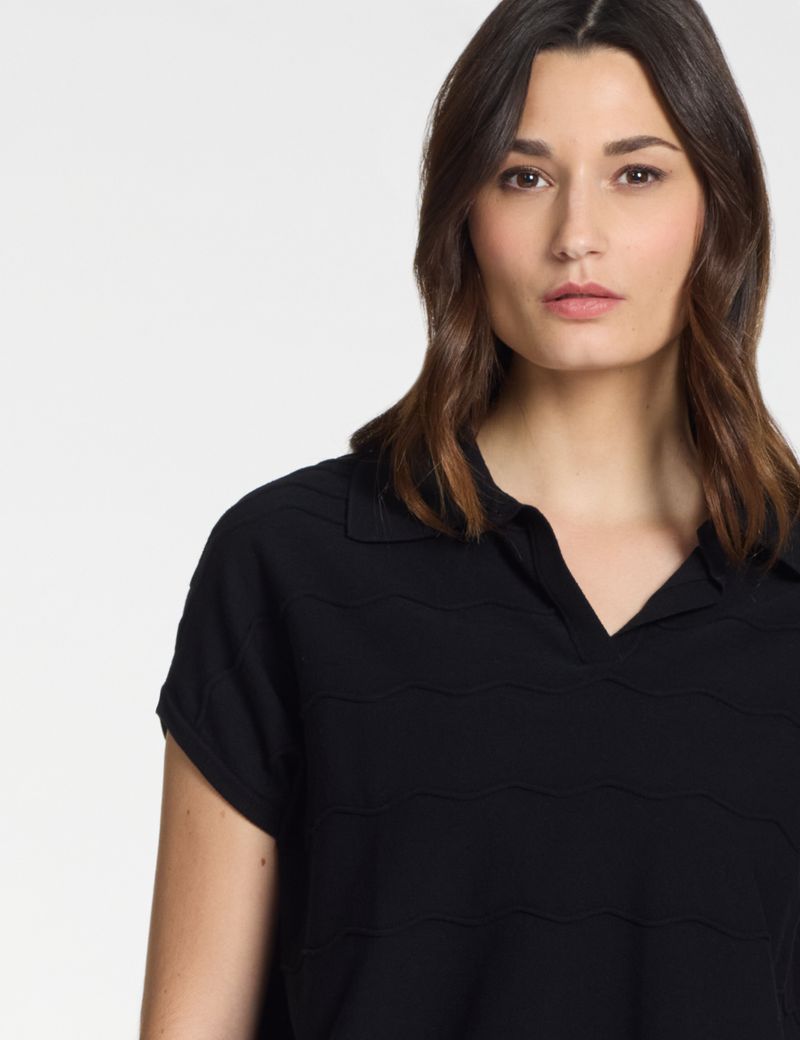 Sarah Pacini Knit polo – irregular ribbing