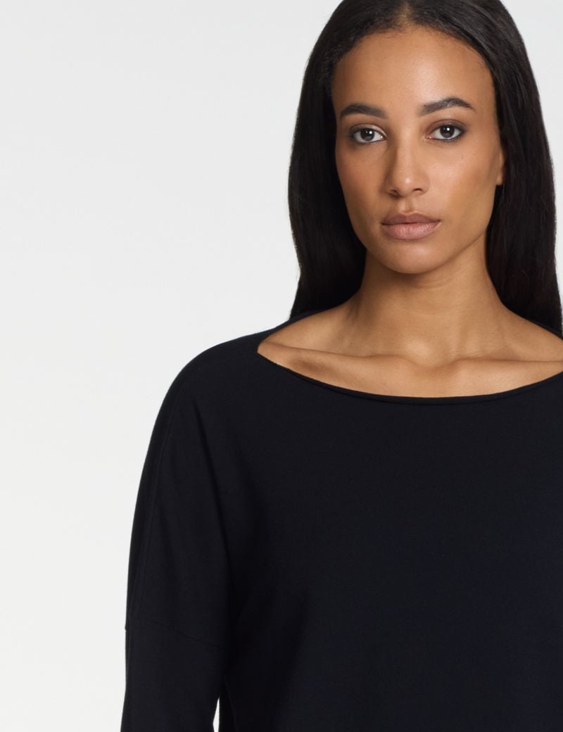 Sarah Pacini Boatneck sweater – contrast intarsia