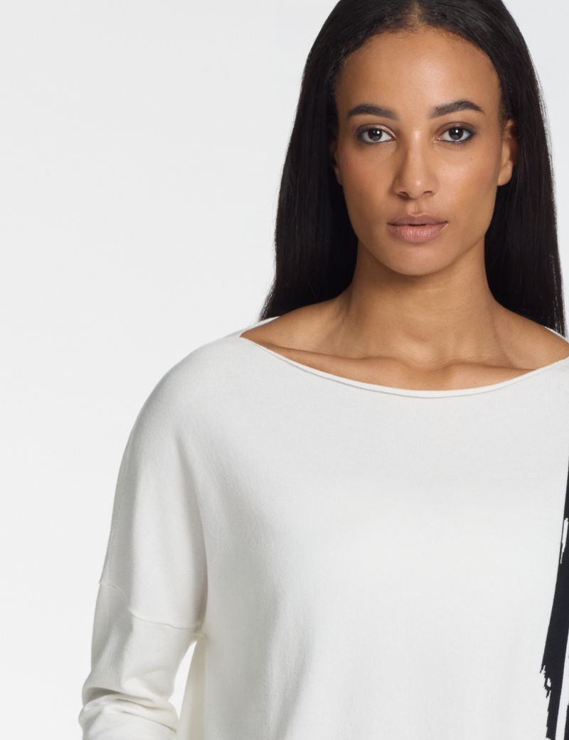 Sarah Pacini Boatneck sweater – contrast intarsia