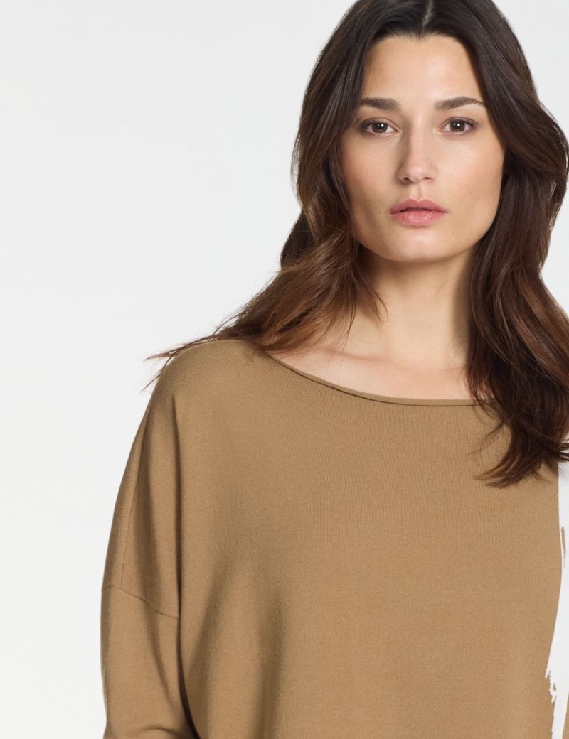 Sarah Pacini Boatneck sweater – contrast intarsia