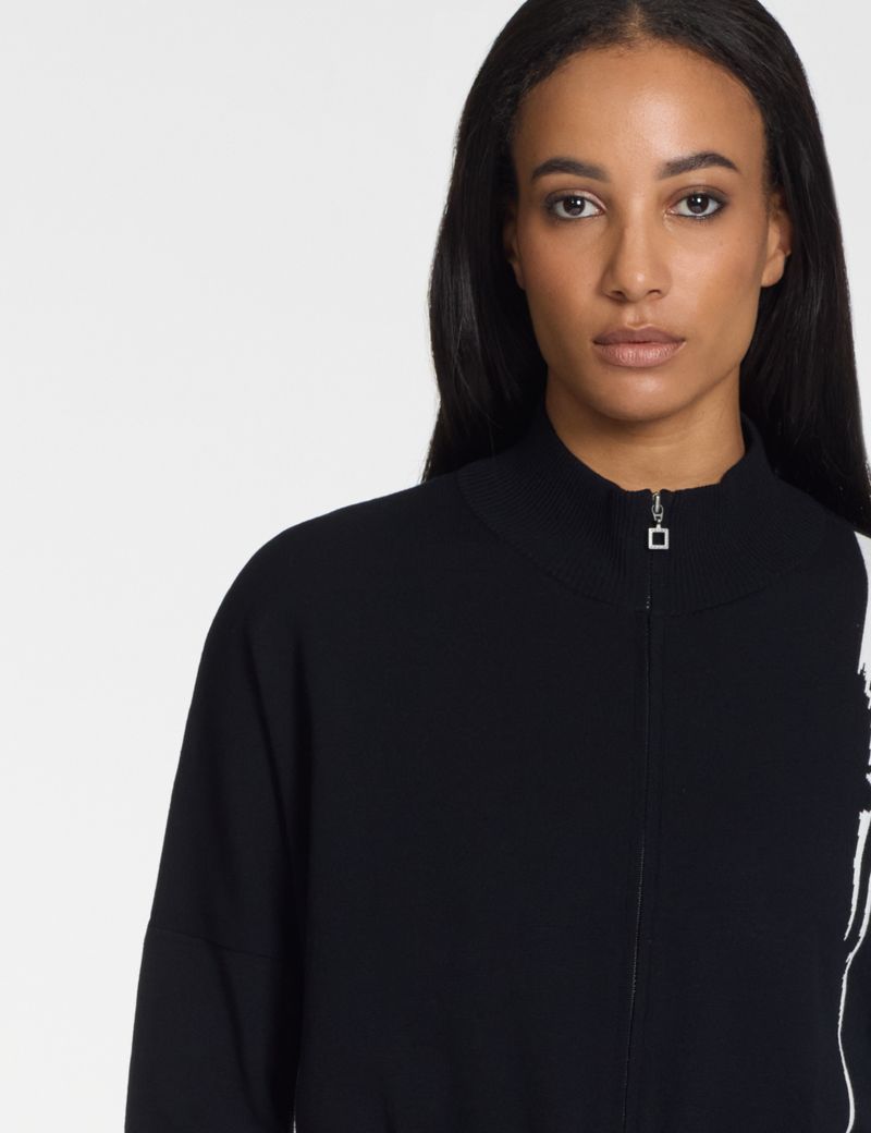 Sarah Pacini Oversize Strickjacke mit Reißverschluss – kontrastierendes Intarsia