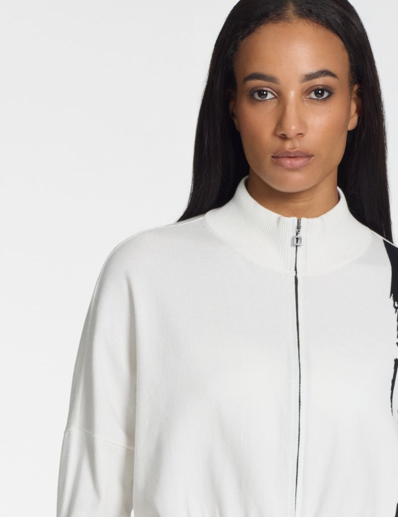 Sarah Pacini Oversized vest met rits – contrasterende intarsia