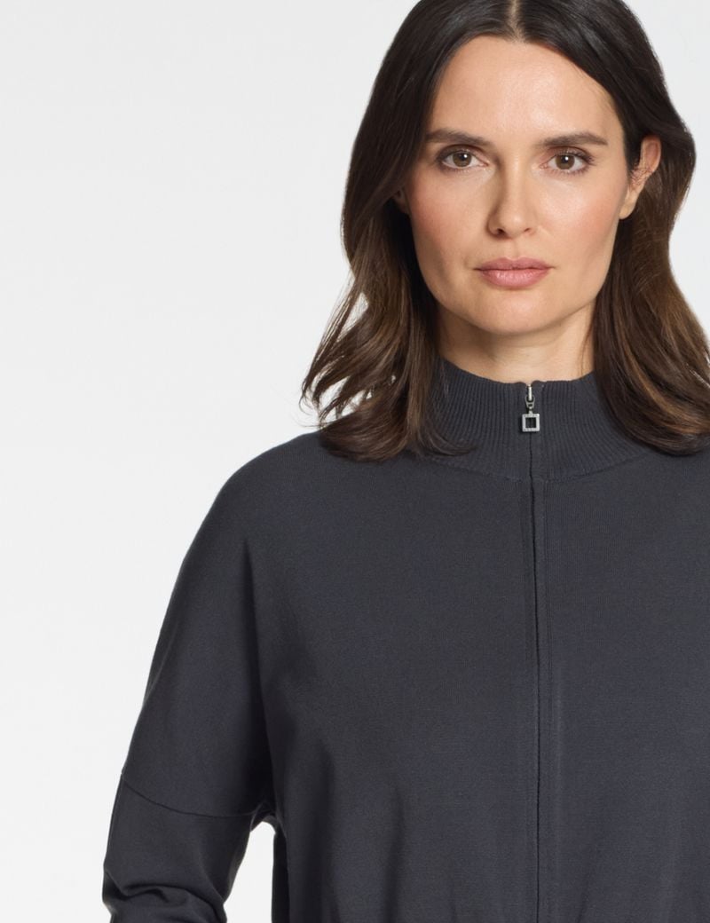 Sarah Pacini Oversize Strickjacke mit Reißverschluss – kontrastierendes Intarsia