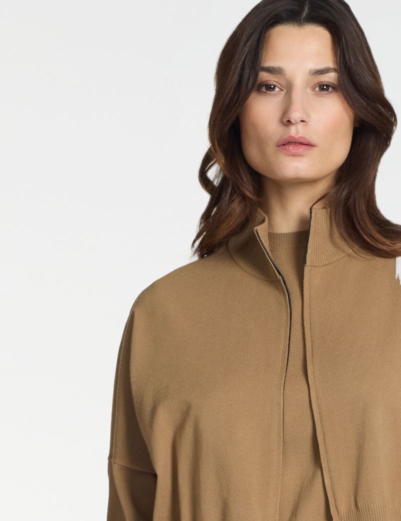 Sarah Pacini Cardigan zippé oversize – intarsia contrastant