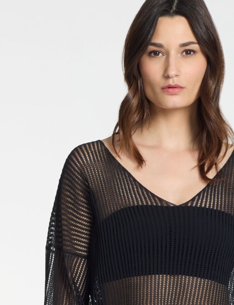 Sarah Pacini V-neck sweater – mesh effect