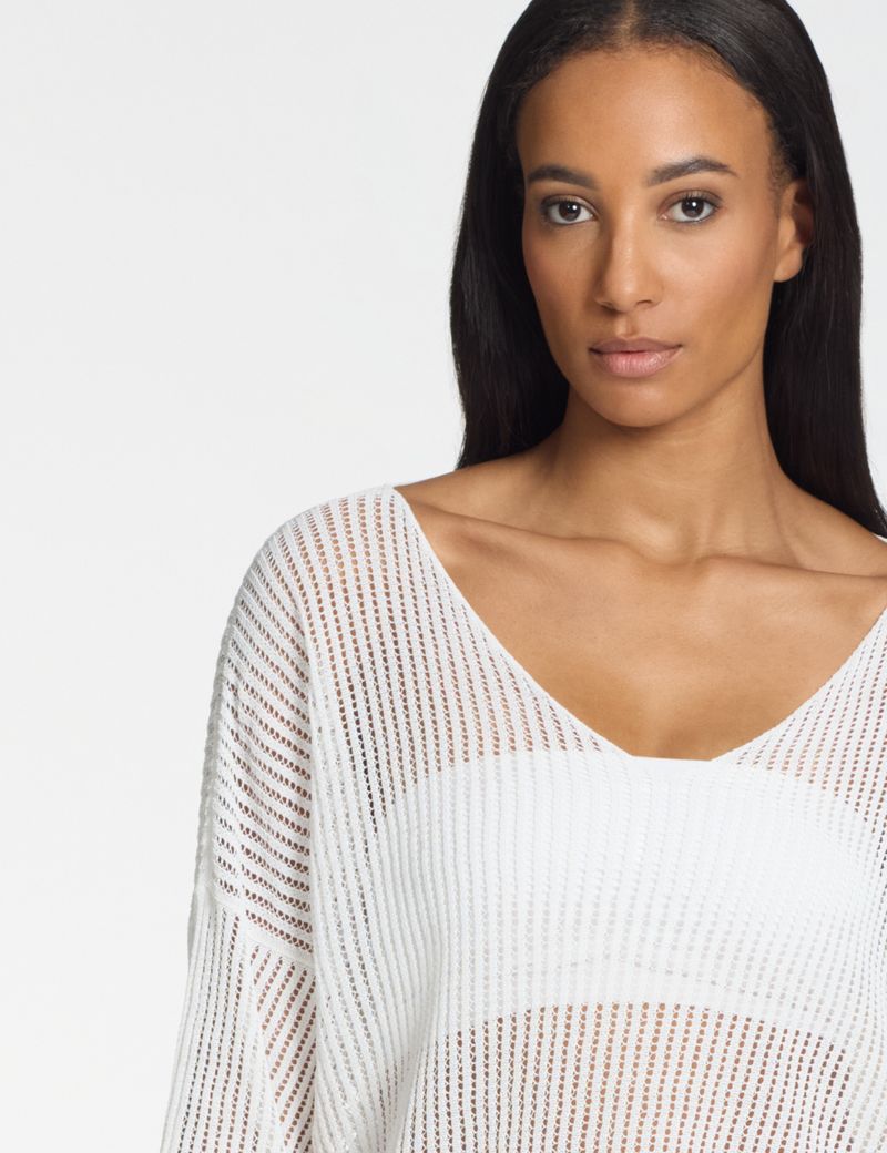 Sarah Pacini Trui met V-hals – mesh-effect