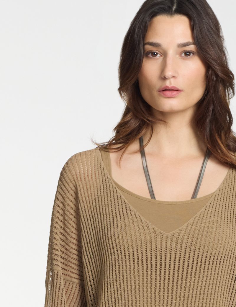 Sarah Pacini V-neck sweater – mesh effect