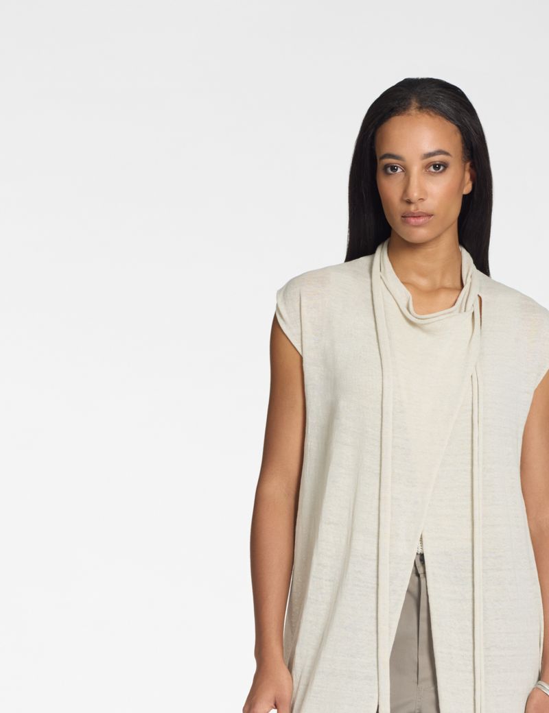 Sarah Pacini Long sleeveless cardigan – linen