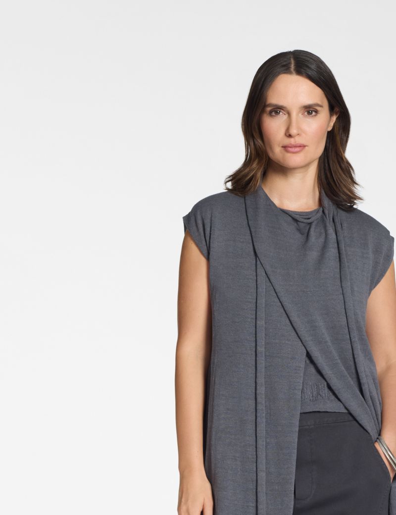 Sarah Pacini Long sleeveless cardigan – linen