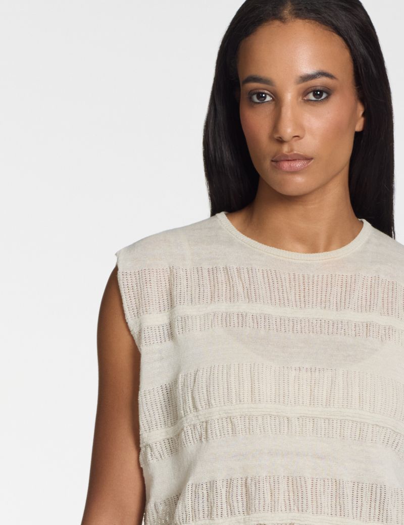 Sarah Pacini Sleeveless sweater – linen jacquard