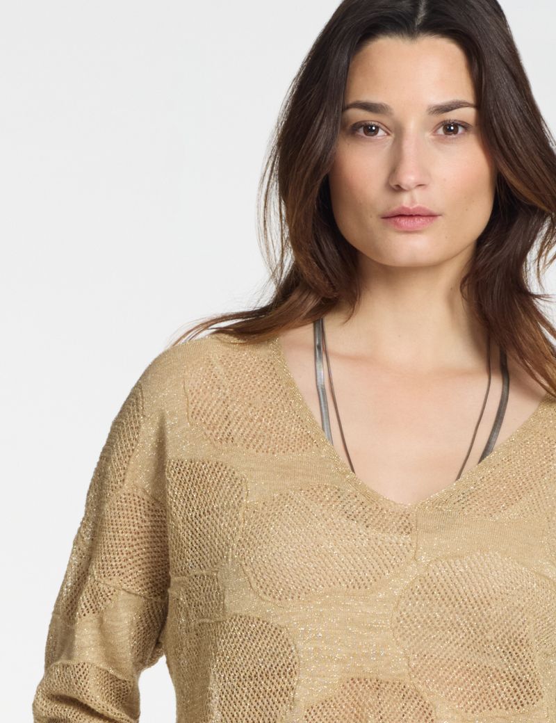Sarah Pacini Pull col V – fleurs de coton