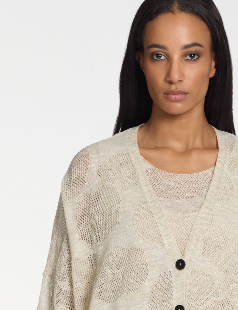 Sarah Pacini Cardigan oversize en lin – fleurs de coton