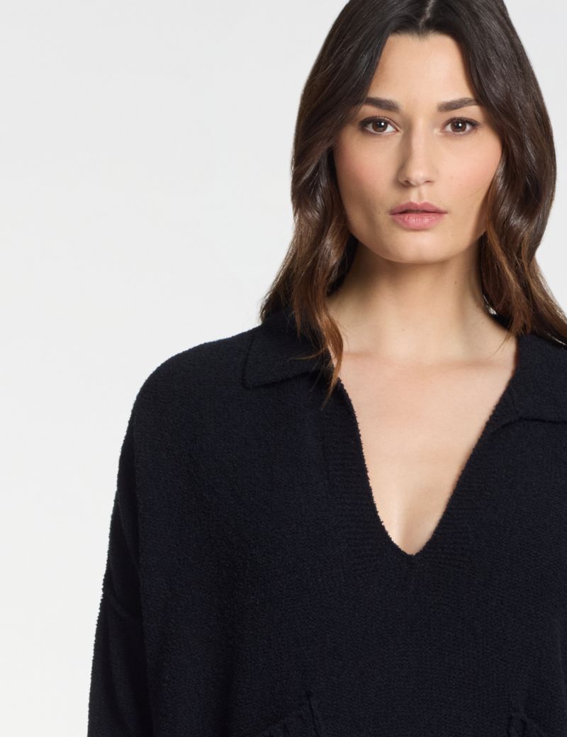 Sarah Pacini Oversized pocketed sweater – terry texture