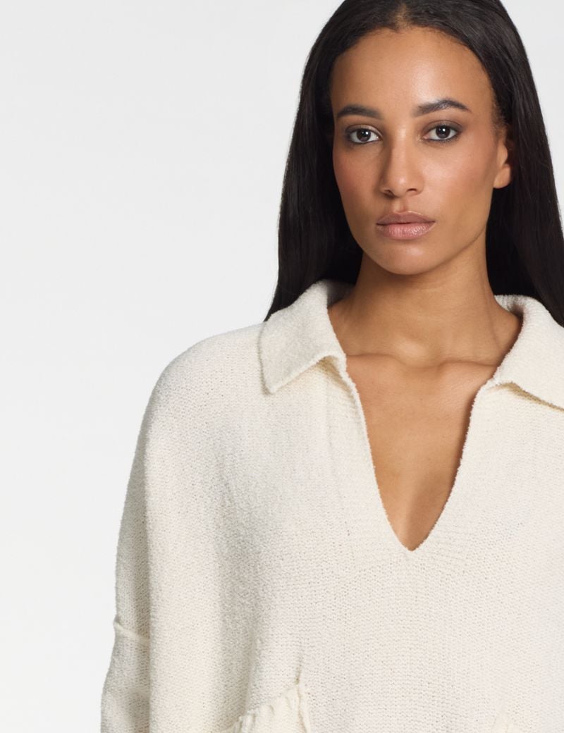 Sarah Pacini Oversized trui met zakken – badstoftextuur