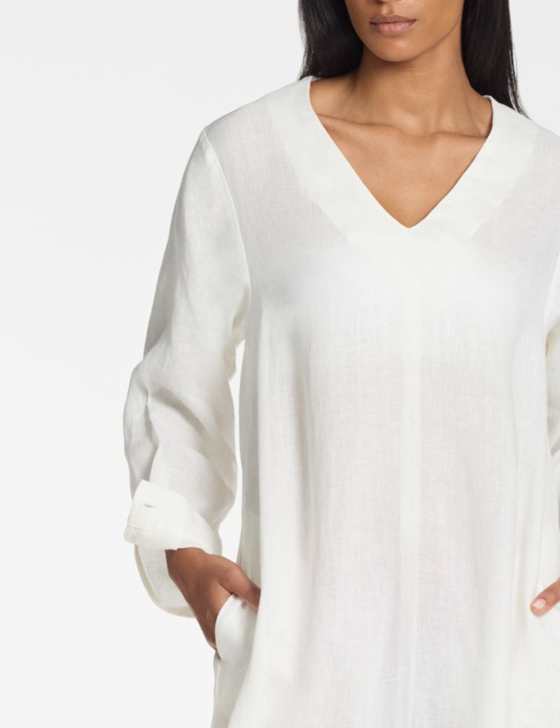 Sarah Pacini Robe longue col V – 100 % lin