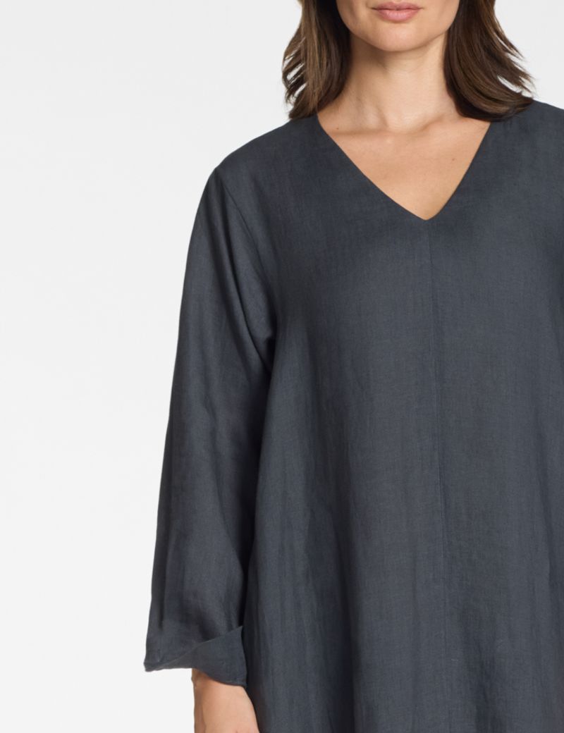 Sarah Pacini Lange jurk met V-hals – 100% linnen
