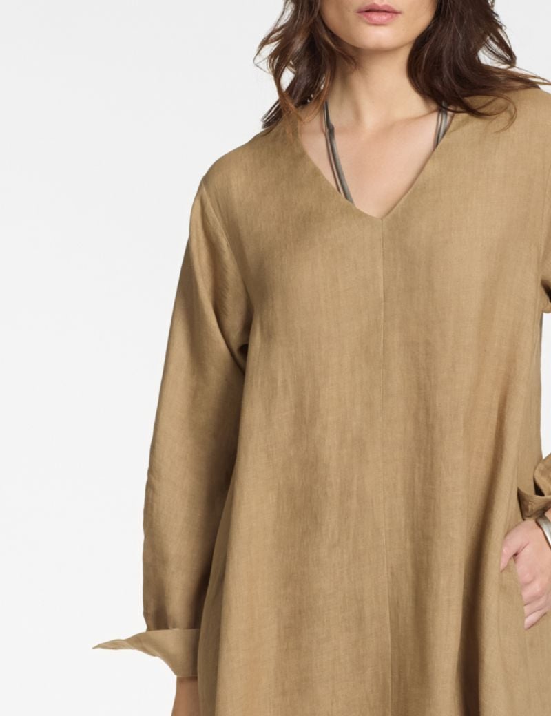 Sarah Pacini V-neck long dress – 100% linen