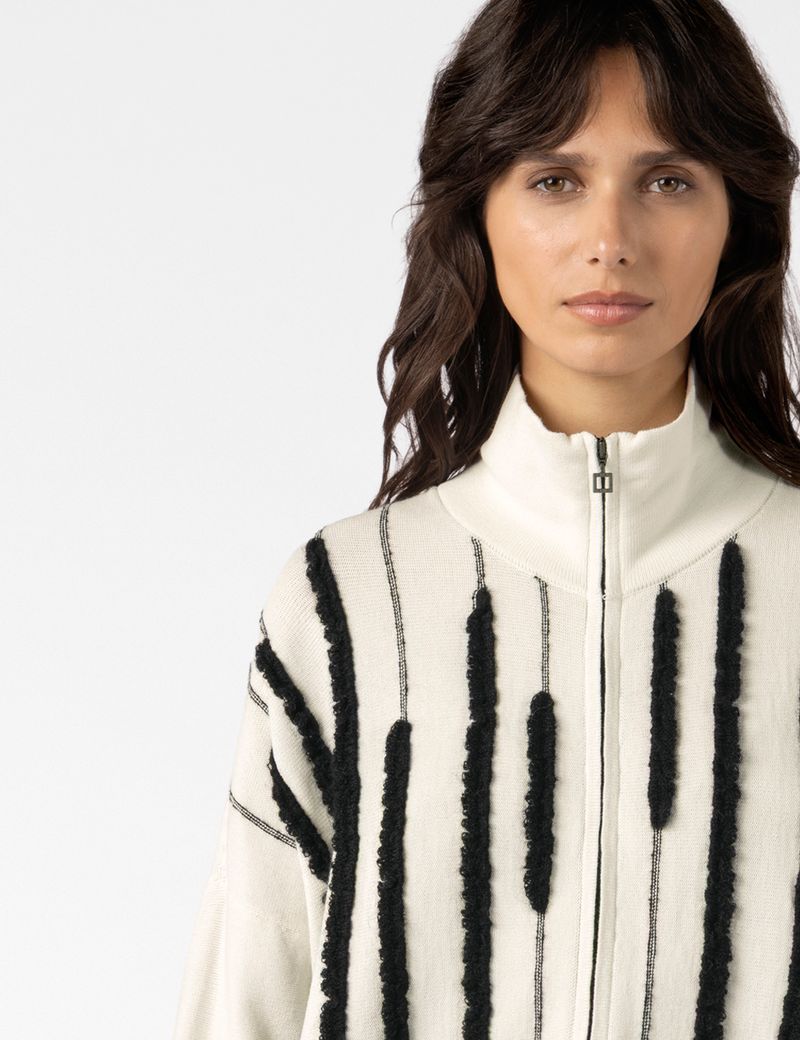 Sarah Pacini ZIP-UP CARDIGAN – CONTRASTING MOHAIR LINES
