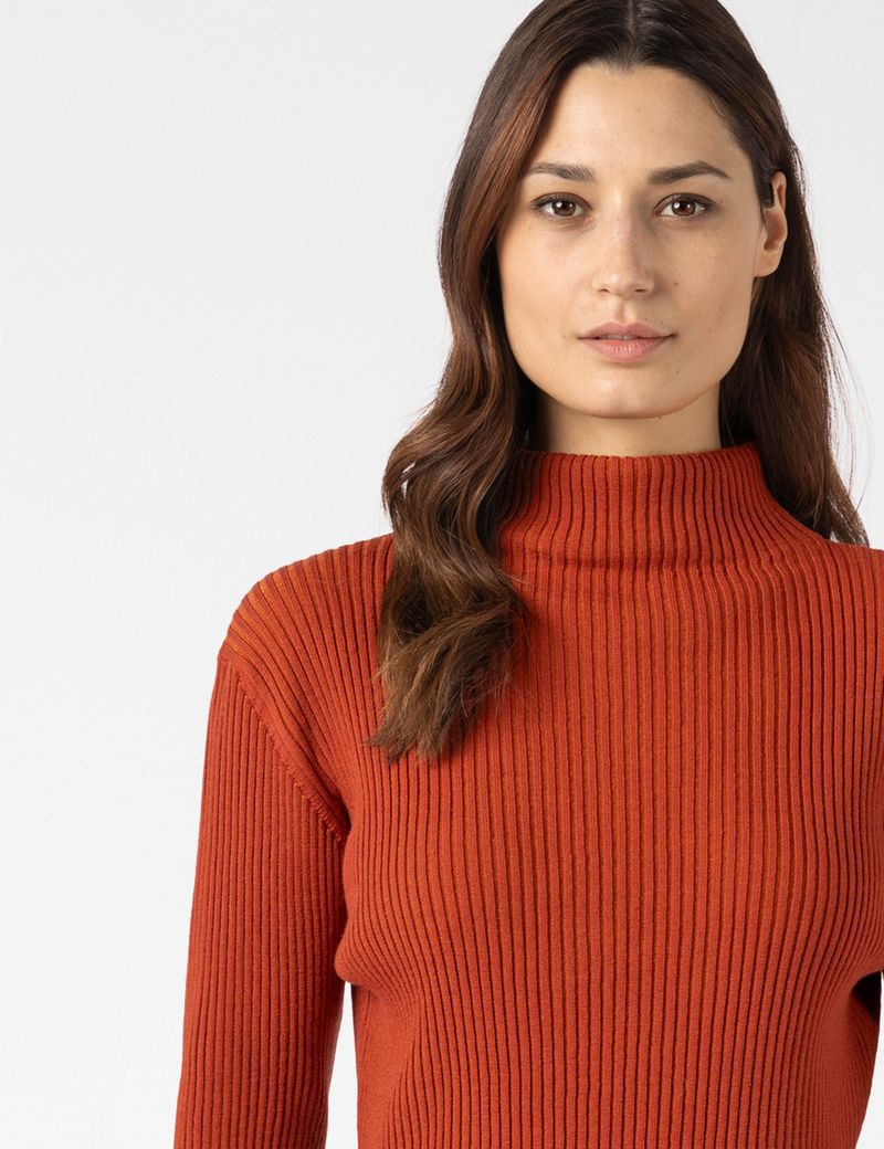 Sarah Pacini STAND-COLLAR SWEATER – IRIDESCENT RIB KNIT