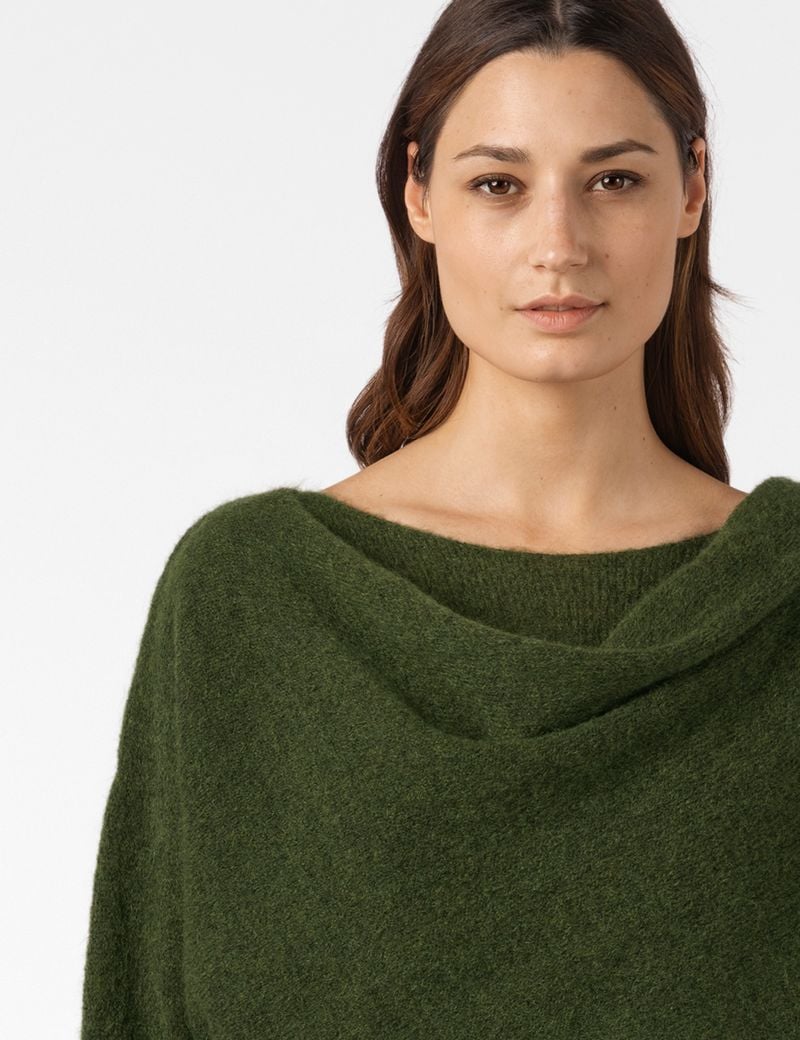 Sarah Pacini SCARF-COLLAR SWEATER – STRETCH MOHAIR