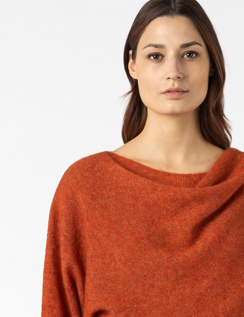 Sarah Pacini SCARF-COLLAR SWEATER – STRETCH MOHAIR