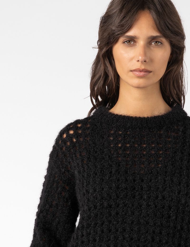 Sarah Pacini SHORT-SLEEVE SWEATER – OPENWORK MOHAIR