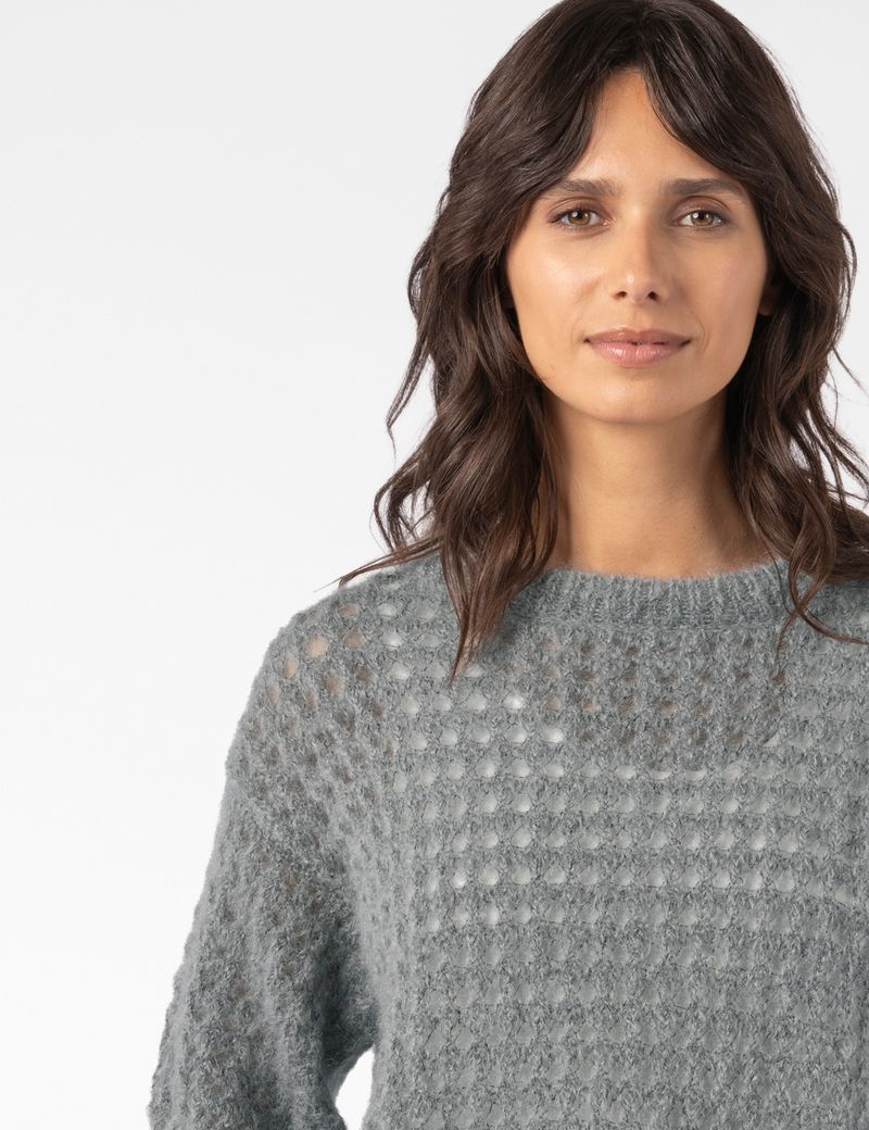 Sarah Pacini SHORT-SLEEVE SWEATER – OPENWORK MOHAIR