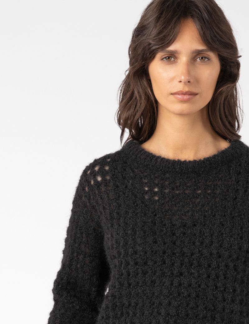Sarah Pacini ROUND-NECK SWEATER – OPENWORK MOHAIR