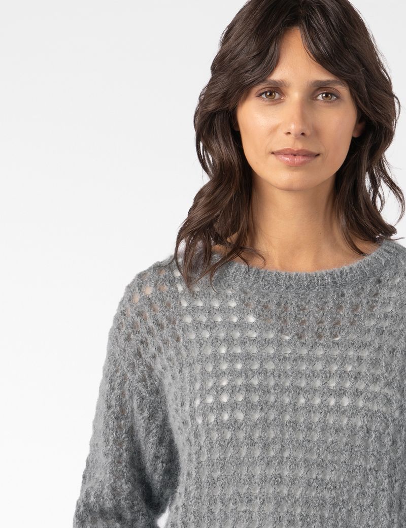 Sarah Pacini TRUI MET RONDE HALS – AJOUR MOHAIR