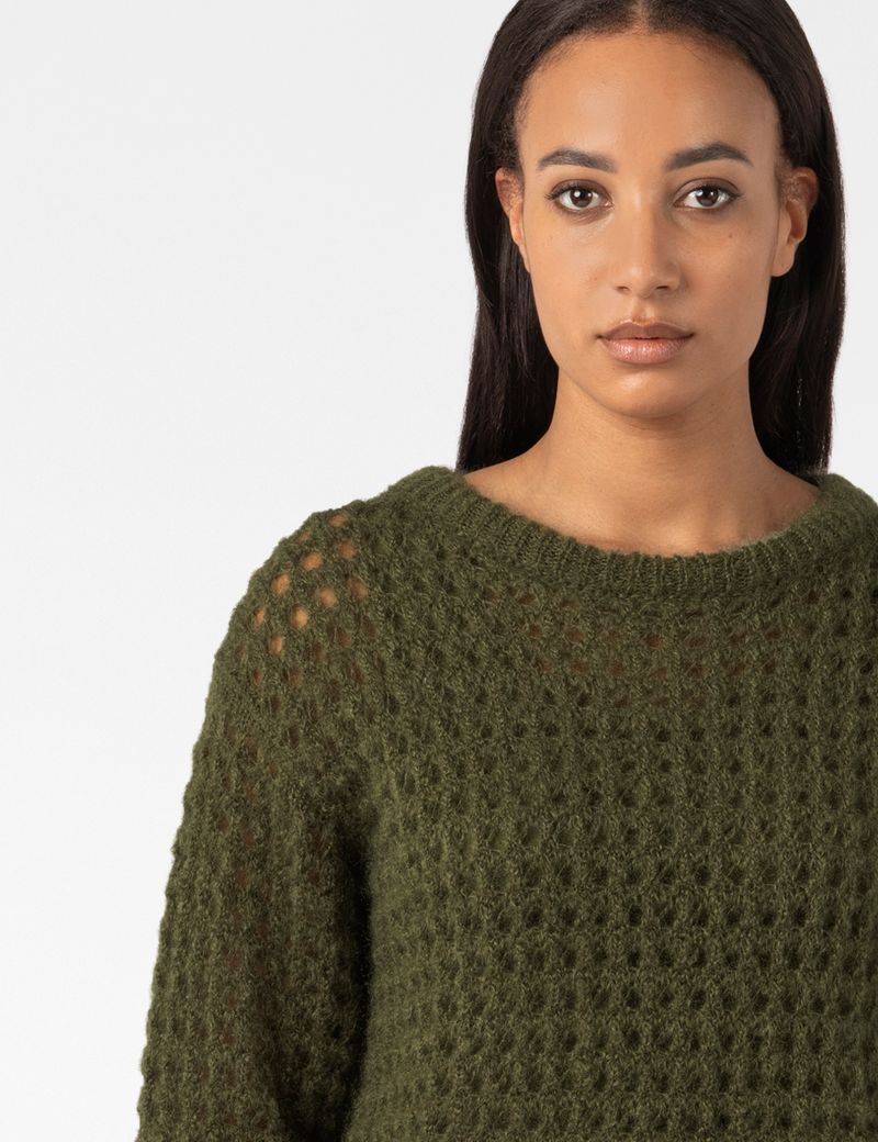 Sarah Pacini ROUND-NECK SWEATER – OPENWORK MOHAIR
