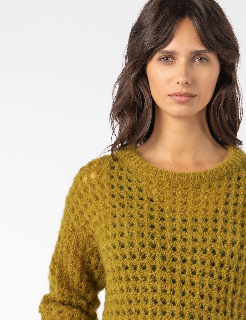 Sarah Pacini ROUND-NECK SWEATER – OPENWORK MOHAIR