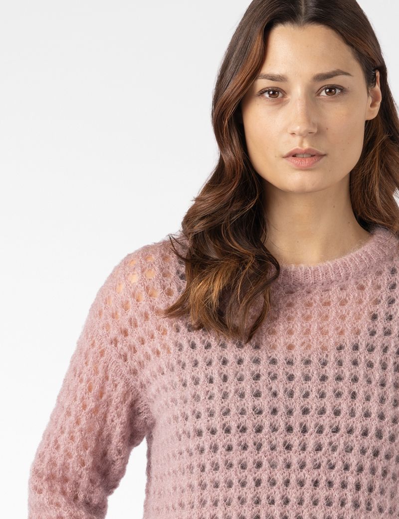 Sarah Pacini ROUND-NECK SWEATER – OPENWORK MOHAIR