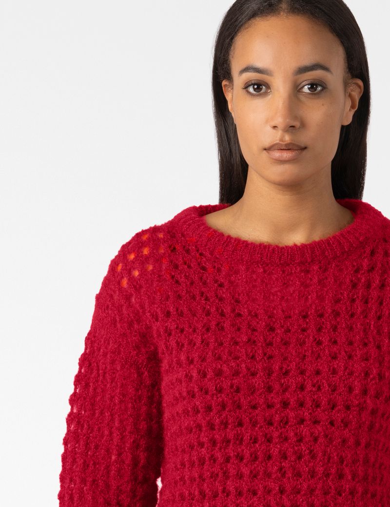 Sarah Pacini ROUND-NECK SWEATER – OPENWORK MOHAIR