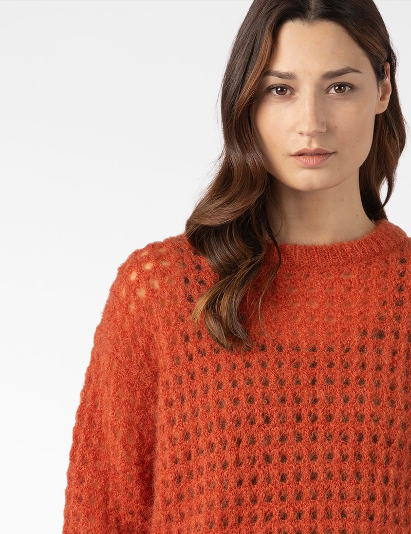 Sarah Pacini ROUND-NECK SWEATER – OPENWORK MOHAIR