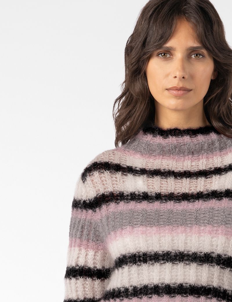 Sarah Pacini CROPPED SWEATER – MULTICOLOURED STRIPED RIB KNIT