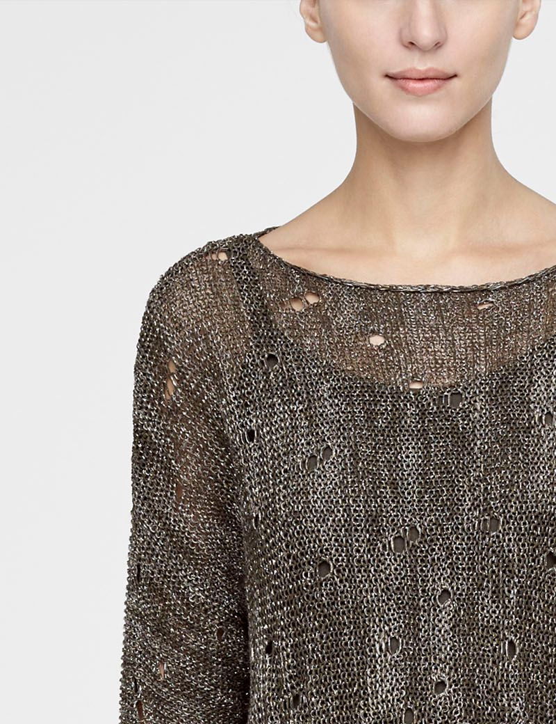 Sarah Pacini SHORT LINEN SWEATER - CROCHET