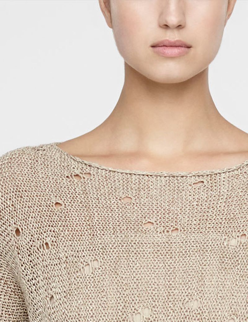 Sarah Pacini Pull long en lin, détails crochet