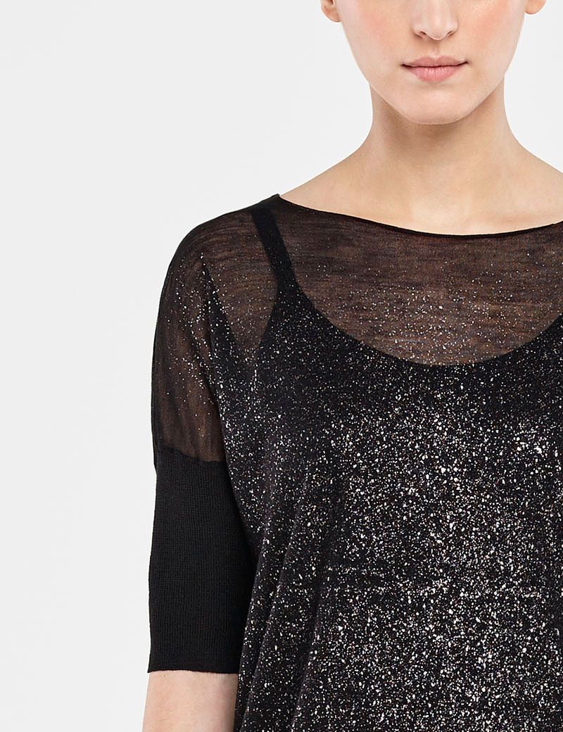 Sarah Pacini TRANSLUCENT SWEATER - SILVER DETAIL